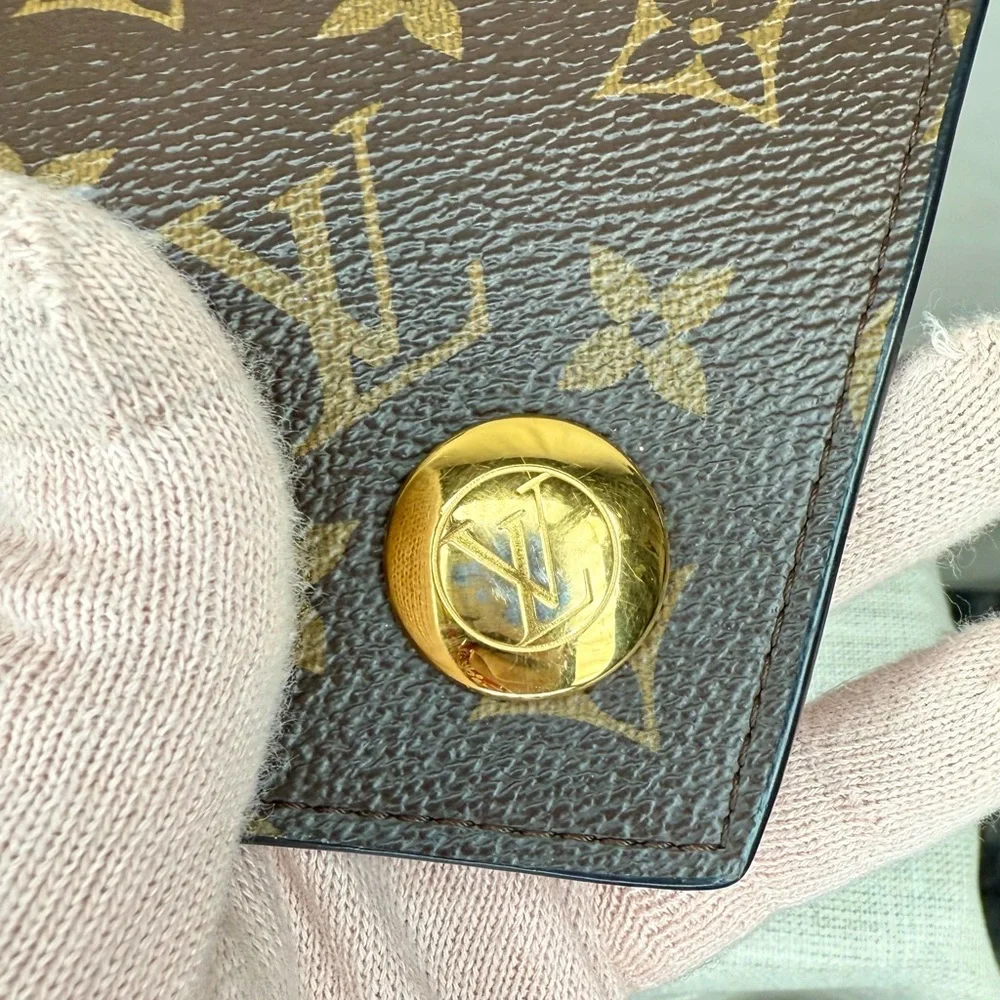 SOLD Louis Vuitton Black Calfskin & Brown Monogram Coated Canvas Double V Bag - Picture 15 of 17